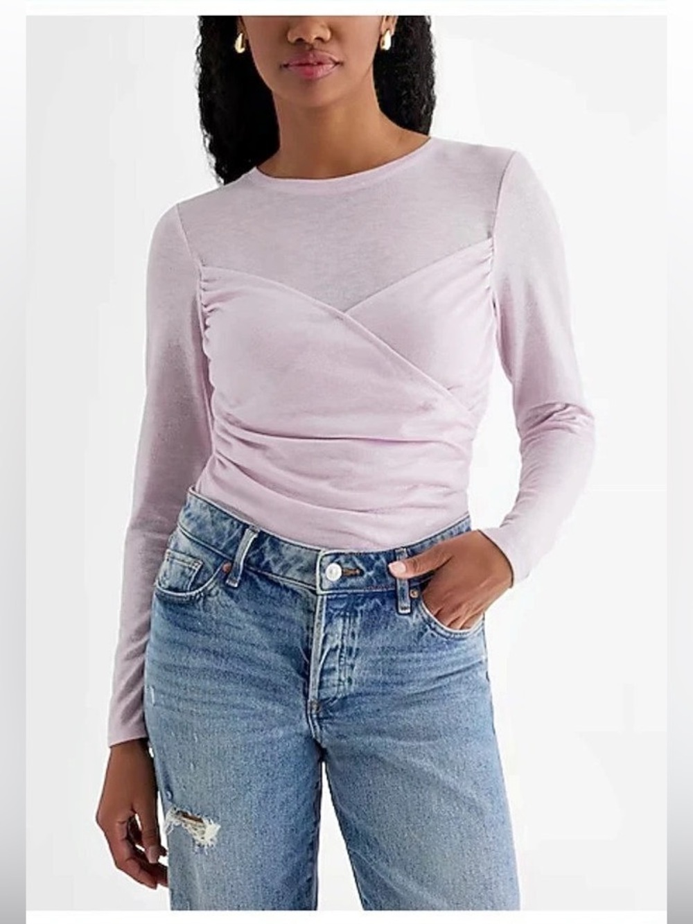 Express Pink Ruched Long Sleeve Size Small NWT